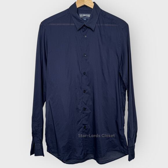 Vilebrequin Navy Blue Lightweight Button Up Shirt XS Cotton Voile Resort Casual - Picture 3 of 6